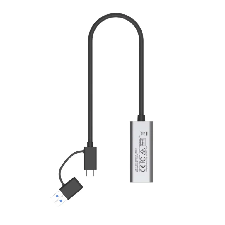 UNITEK U1313C USB-C/USB-A to 2.5G Ethernet Adapter – 2500Mbps, Aluminium Alloy, 30cm Cable, Plug & Play, Compatible with Windows/macOS/Linux
