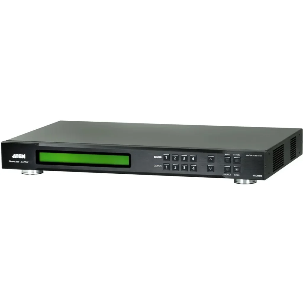 ATEN 4x4 HDMI Matrix Switch with Scaler, Video Wall, Seamless Switch™, 1080p, EDID Expert™, IR/RS-232/Ethernet Control, HDCP 1.4, Rack Mountable