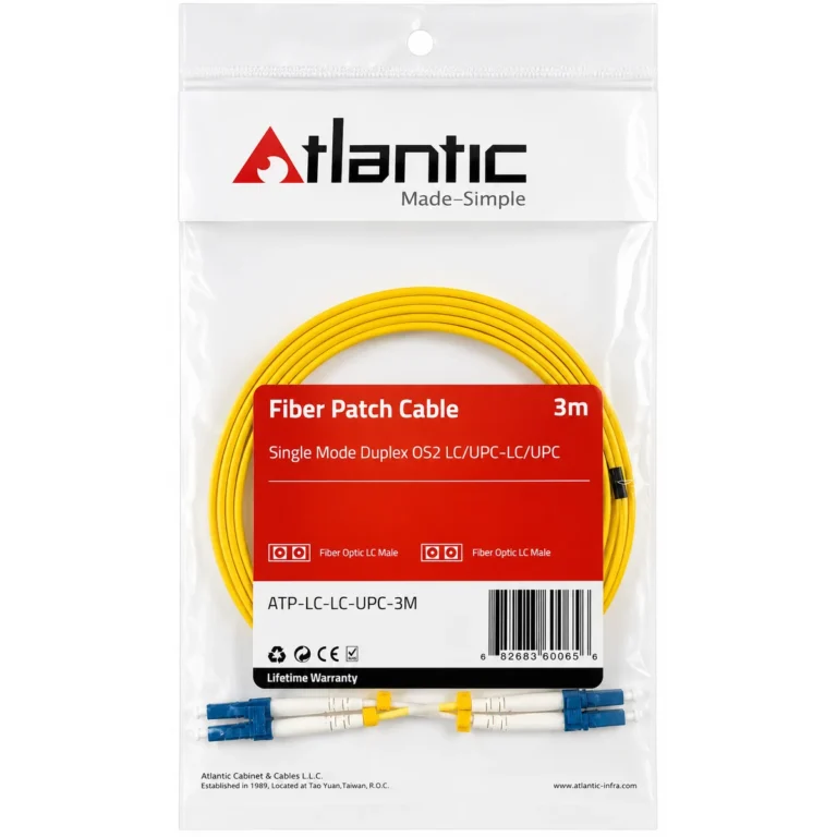 Atlantic Indoor Fiber Optic Patch Cord 3M, Single Mode OS2 Duplex, LC/LC SC/SC SC/LC UPC