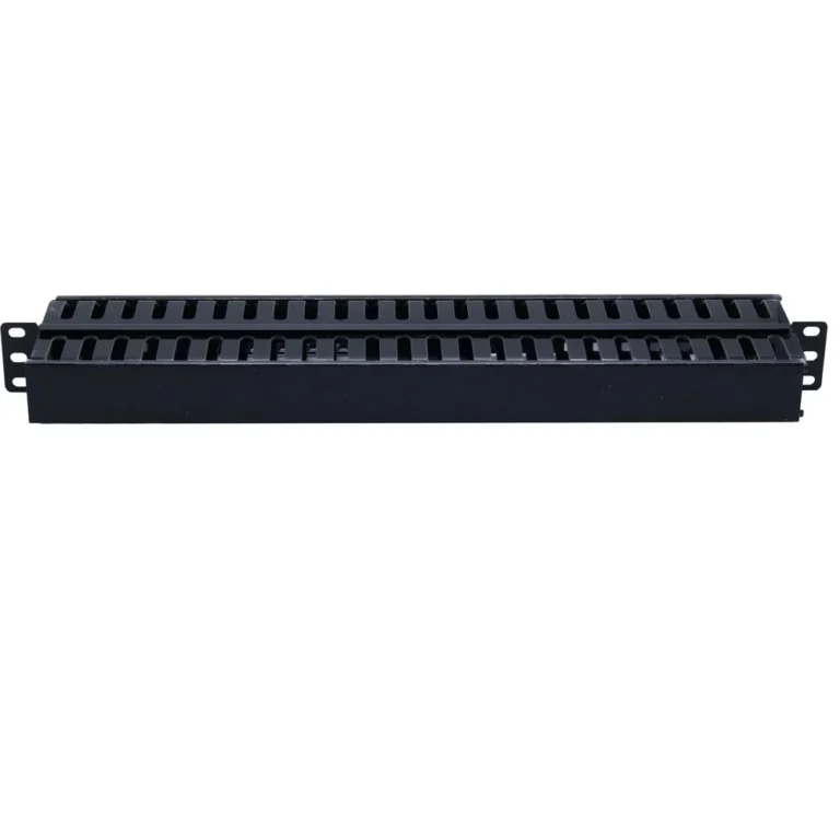 Atlantic 19" 1U Steel Cable Management Bar – Double-Sided with Plastic Rings & Cover