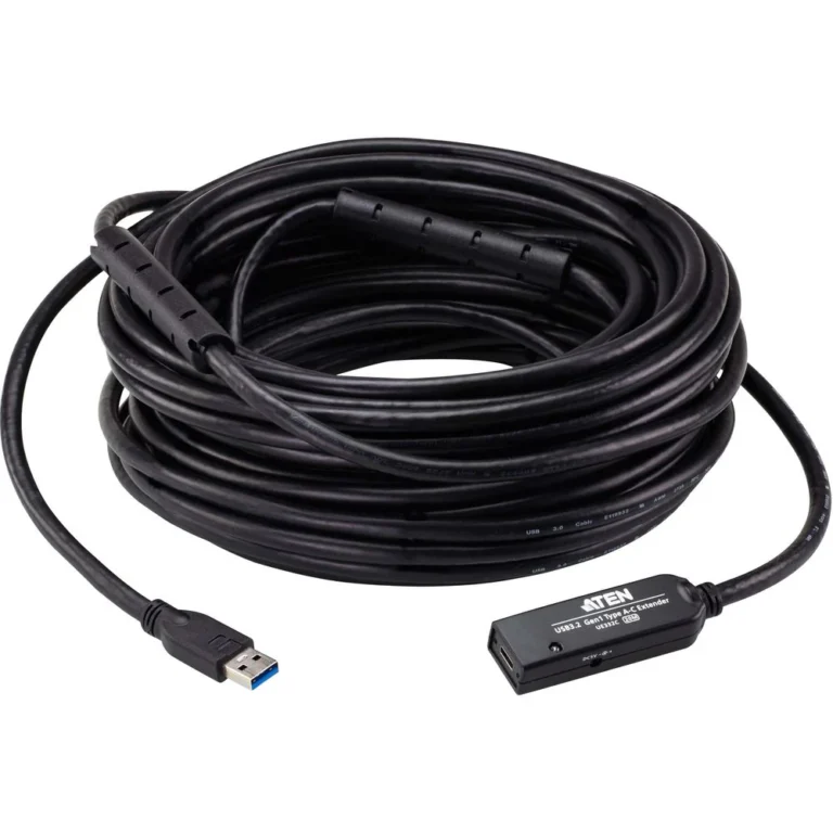 ATEN 20m USB 3.2 Gen1 Active Extension Cable, Type-A to Type-C, 5Gbps, Plug-and-Play, Screw Lock, Windows/macOS Compatible