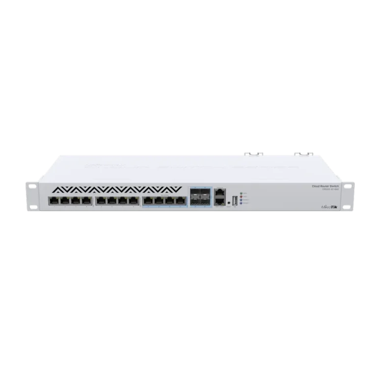 MikroTik 12-Port 10G Cloud Router Switch | 8x 10G RJ45 | 4x 10G Combo | Dual Power | 1U Rackmount | RouterOS/SwOS