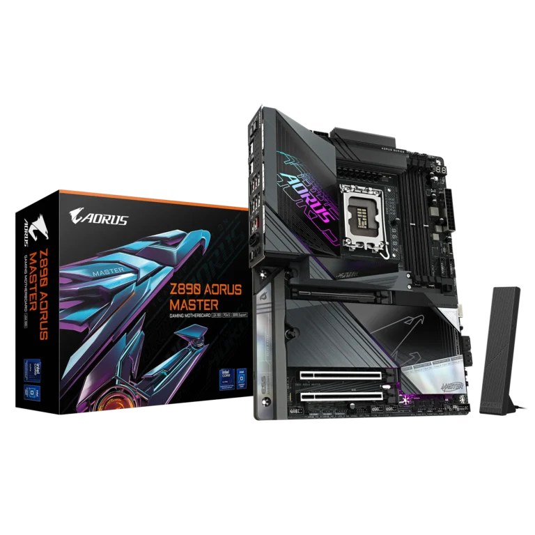 Gigabyte Z890 AORUS MASTER ATX Motherboard – LGA 1851, DDR5 (OC), PCIe 5.0, 5× M.2, Dual Thunderbolt 4, Wi‑Fi 7, Dual 10GbE