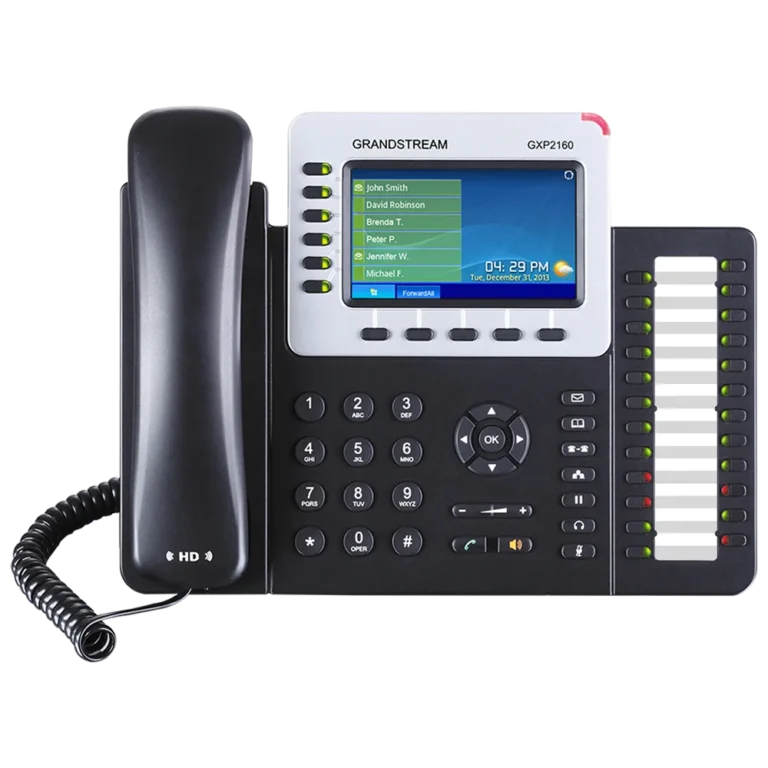 Grandstream GXP2160 IP Phone with 6 SIP Lines, 4.3" Color Display, HD Audio, 5-Way Conferencing, Dual Gigabit Ports & PoE