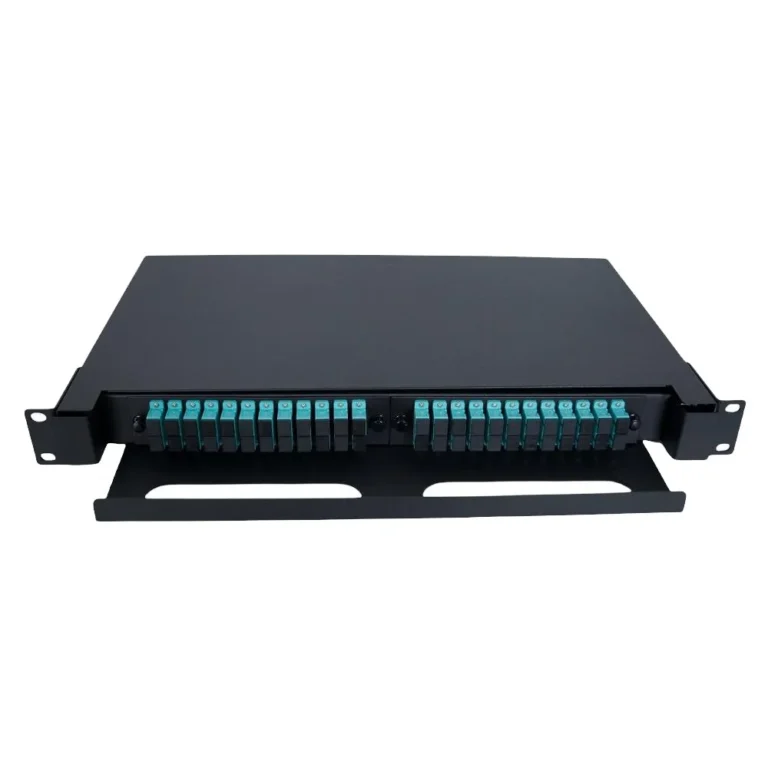 Atlantic 1U 24-Port Rackmount Fiber Patch Panel – 48 SC Connectors, OM3 Multimode / SingleMode