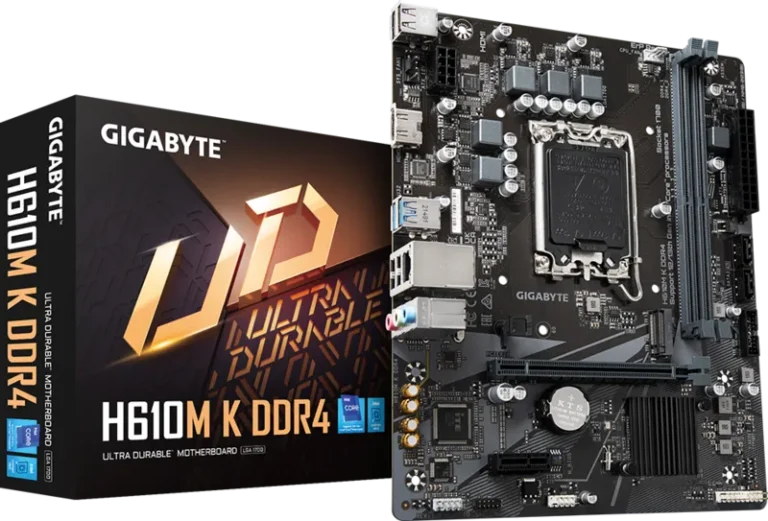 GIGABYTE H610M-K DDR4 Motherboard — Intel H610 Chipset, LGA1700, DDR4 Support, PCIe 4.0, M.2 SSD, USB 3.2 Gen1, SATA 6Gb/s — Micro-ATX