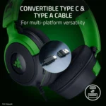 Razer Kraken V4 X Wired Gaming Headset – 40mm TriForce Drivers, 7.1 Surround Sound, HyperClear Cardioid Mic, Chroma RGB, USB-C & USB-A Compatible
