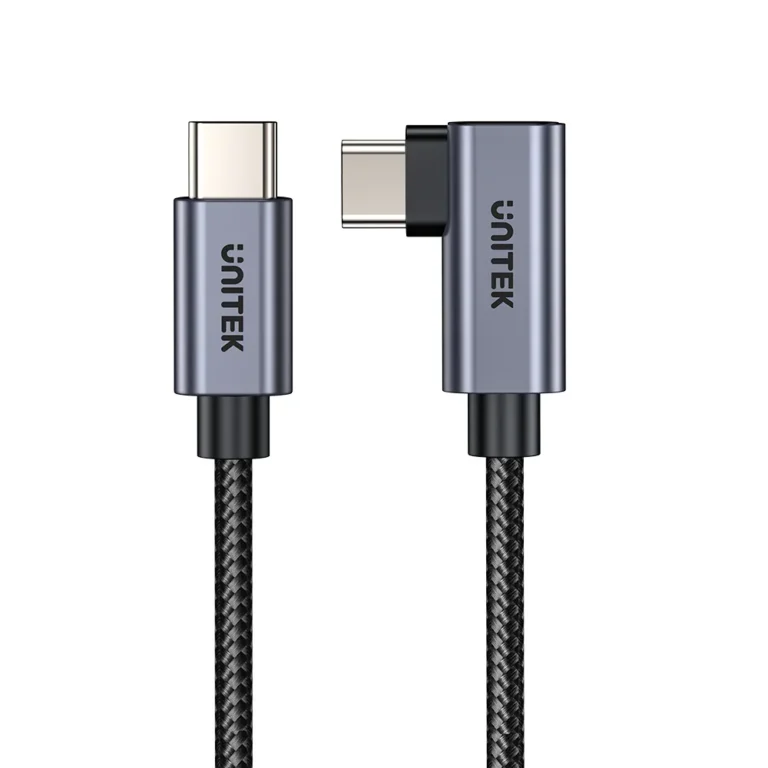 Unitek 100W 90° USB-C to USB-C Charging Cable – Nylon Braided - 1M - E-Marker Chip - 480Mbps Data Transfer - Compatible with MacBook - iPhone 15 - Samsung Galaxy