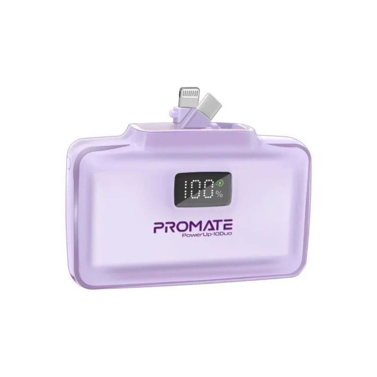 Promate PowerUp-10Duo Power Bank 10000mAh, 20W - Purple