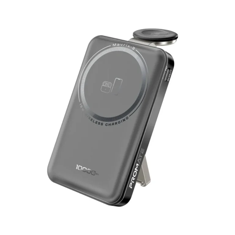 Promate Marvix-3 10000mAh 3 in 1 MagSafe Compatible Wireless Charging Power Bank - Black