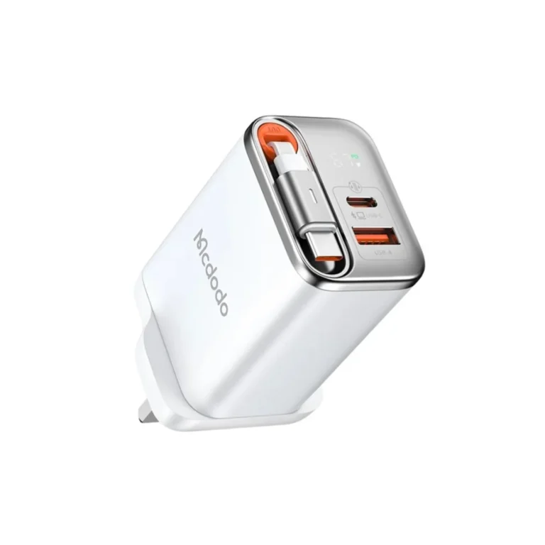 Mcdodo CH-4092 67W GaN Charger with Built-in Retractable USB-C Cable - White