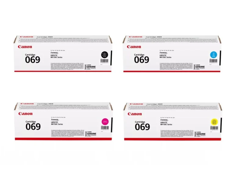 Canon 069 CMYK Toner Cartridge Set – Original Black, Cyan, Magenta & Yellow, 2100 Pages, Compatible with i-SENSYS MF752Cdw / MF754Cdw / LBP673Cdw