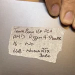 LENOVO THINKBOOK 16P G2 ach AMD RYZEN 9 5900HX ram 16 ssd 512 RTX 3060 6G 16" 2K مستعمل