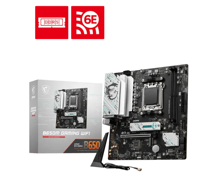 MSI B650M GAMING WIFI DDR5 Micro-ATX Motherboard — AMD B650 Chipset, AM5 Socket, Ryzen 7000/8000/9000 Support, DDR5 7800+ (OC), PCIe 4.0, Dual M.2 Gen4, Wi-Fi 6E & Bluetooth 5.3, 2.5Gb LAN, HDMI 2.1 & DisplayPort 1.4