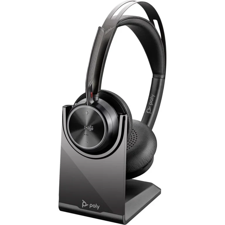 Poly Voyager Focus 2 9T9J6AA Bluetooth Stereo Headset, Microsoft Teams Certified, USB-C, BT700 Adapter, Charging Stand