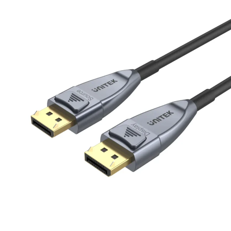 UNITEK UltraPro DisplayPort 1.4 Active Optical Cable – 32.4 Gbps, Supports 8K@60Hz / 4K@144Hz, Long-Reach (5m), Zinc Alloy Housing