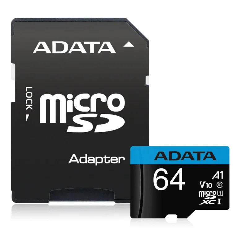 ADATA Premier 64 GB microSDXC UHS-I Class 10 V10 A1 Memory Card with SD Adapter – Up to 100 MB/s Read