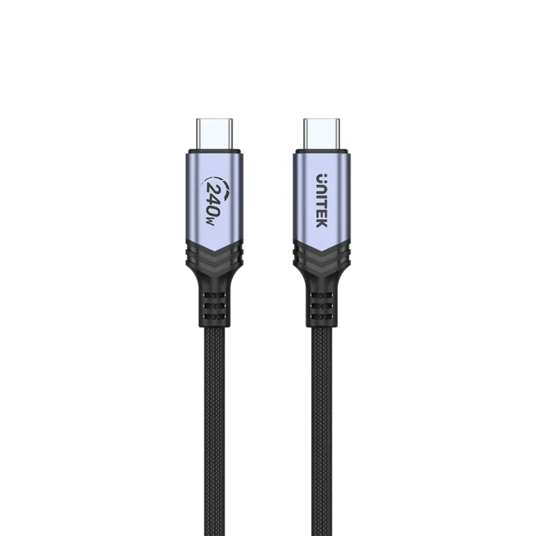 Unitek 240W USB-C PD 3.1 Charging Cable – 2M Nylon Braided - E-Marker Chip - 480Mbps Data Transfer - Compatible with Laptops - Tablets - Smartphones