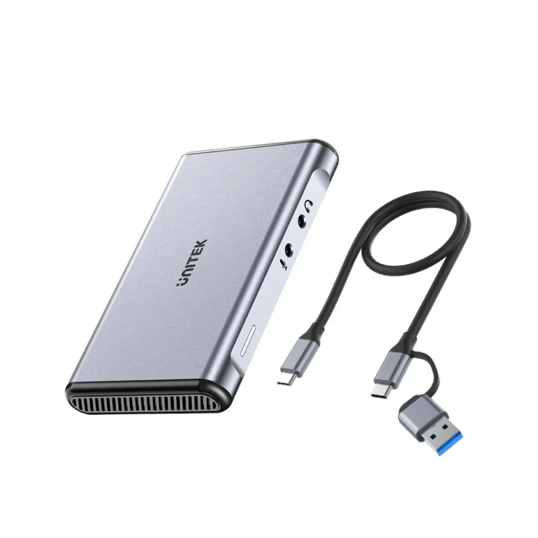 UNITEK 4K@60Hz Video Capture Card – Dual HDMI Loop-Out, USB-C 5Gbps, 3.5mm Mic/Audio In, Plug & Play, Compatible with OBS, Windows & macOS