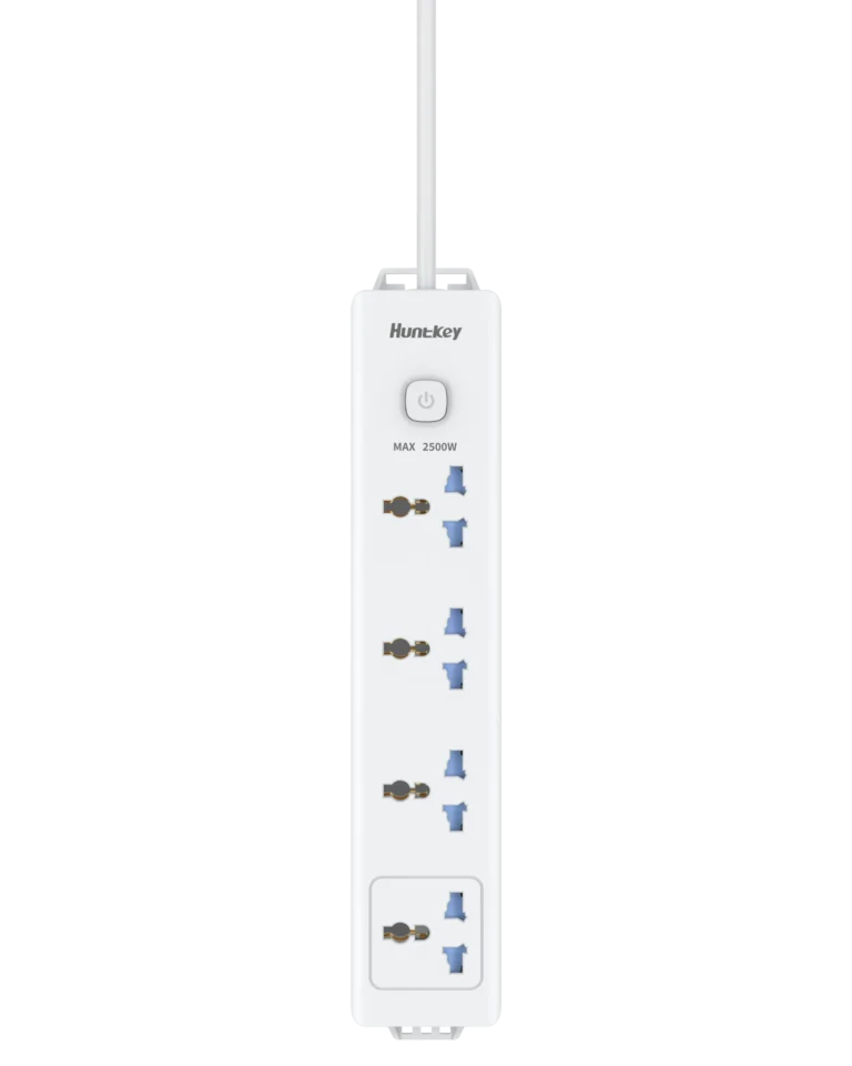 Huntkey DMB401 Power Strip, 4 Universal Sockets, 3M Heavy-Duty Extension Cable, 2500W Max Load, Flame-Retardant Build, Surge Protection, Wall Mount Design
