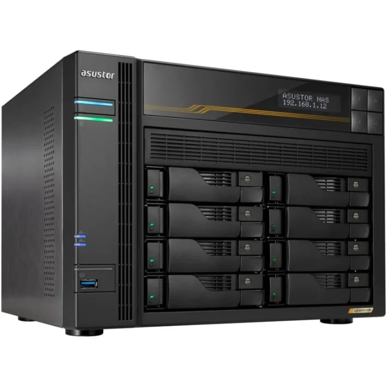 ASUSTOR Lockerstor Gen3 AS6808T 8-Bay NAS – AMD Ryzen Quad-Core 2.3GHz, 16GB ECC DDR5, Dual 10GbE, Diskless