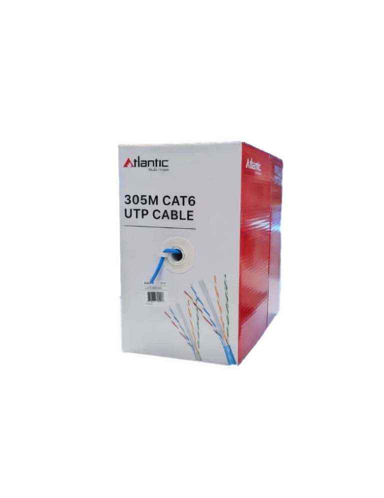 Atlantic CAT6 UTP Ethernet Cable 305m Roll – 0.57mm CCA, PVC Jacket, Fluke Tested to 70m
