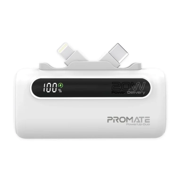 Promate PowerUp-Duo Power Bank 5000mAh, 20W - White