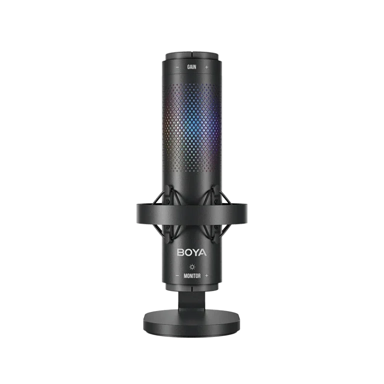 BOYA K9 Professional USB Condenser Microphone , 48kHz/24-bit Hi-Fi Audio , 3 Polar Patterns , AI Noise Cancellation , RGB Lighting , Real-Time Monitoring , Gain Control , Desktop Stand