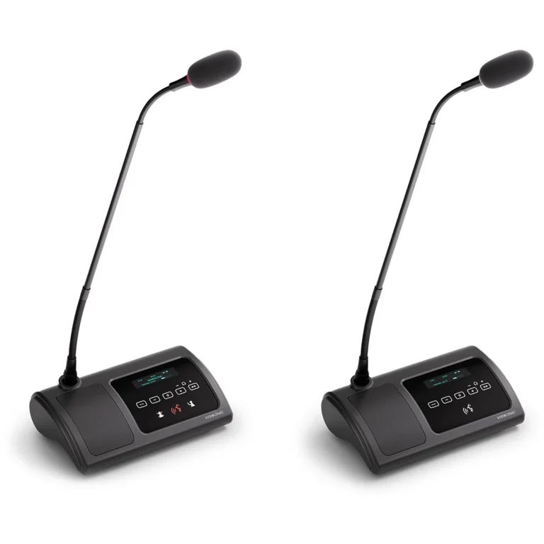 VISSONIC CLEACON CAT5 Wired Digital Chairman Unit with Voting & Channel Selector, OLED Display, Dual Headset Jacks, and Touch Interface – VIS-DVC-T