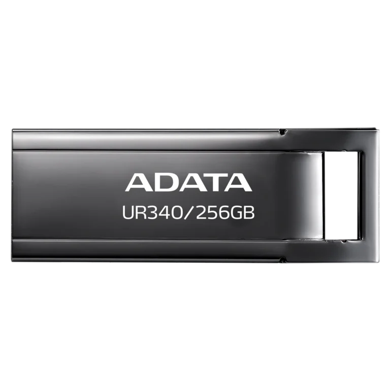ADATA UR340 USB 3.2 Flash Drive Waterproof Dustproof Capless Glossy Black Nickel - 256GB