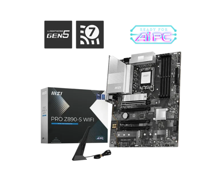MSI PRO Z890‑S WIFI ATX Motherboard – Intel Z890, LGA1851, DDR5‑256GB, PCIe 5.0 x16, M.2 Gen 5, Wi‑Fi 7 + 2.5 GbE, Thunderbolt 4, USB4