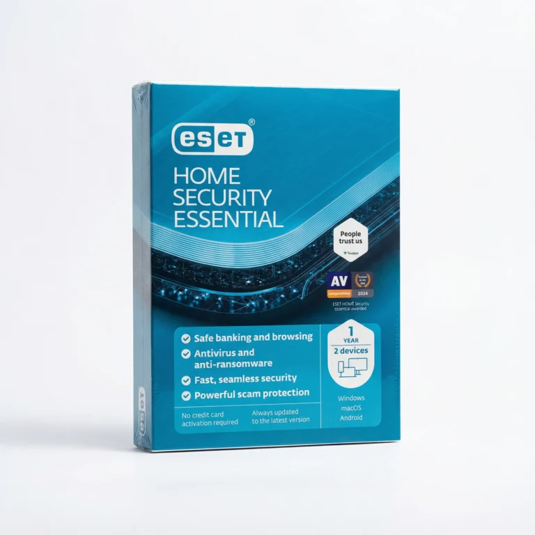 ESET Home Security Essential – 2 Devices, 1 Year | Advanced Antivirus & Internet Security Protection for Windows, macOS & Android | Real‑Time Malware, Anti‑Phishing & Safe Browsing