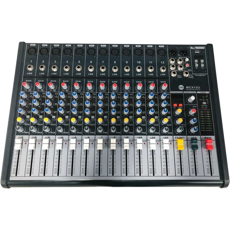 CMX 12-Channel Audio Mixer with USB, 16 DSP Effects, 3-Band EQ, 48V Phantom Power, AUX Send & Group Out for Mosque Sound Systems