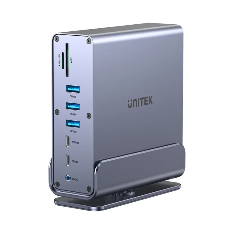 Unitek D1135A Universal DisplayLink Triple 4K Docking Station – 15-in-1 USB-C/USB-A Hub, 3x 4K@60Hz Displays, 100W PD, Gigabit Ethernet, SD/MicroSD, Audio Jack