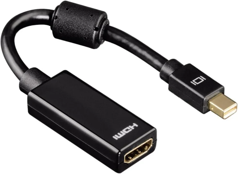 Hama 54560 Mini DisplayPort to HDMI Adapter , Full HD 1080p , Mini DisplayPort Male to HDMI Female , Thunderbolt Compatible , Gold-Plated Connector – Black