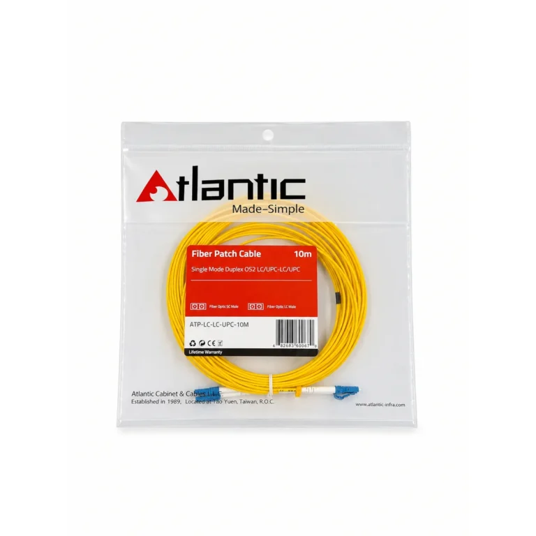 Atlantic Indoor Fiber Optic Patch Cord 10M, Single Mode OS2 Duplex, LC/LC SC/SC SC/LC UPC
