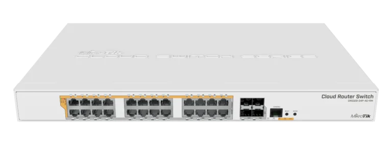 MikroTik CRS328-24P-4S+RM PoE Switch, 24x Gigabit PoE Out, 4x 10G SFP+, Rackmount, RouterOS/SwOS
