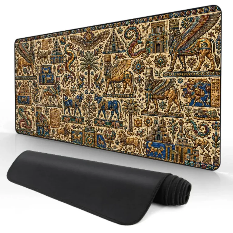 Mouse Pad 90x45 cm / 4mm: Ancient Mesopotamian Ornamental Art 03
