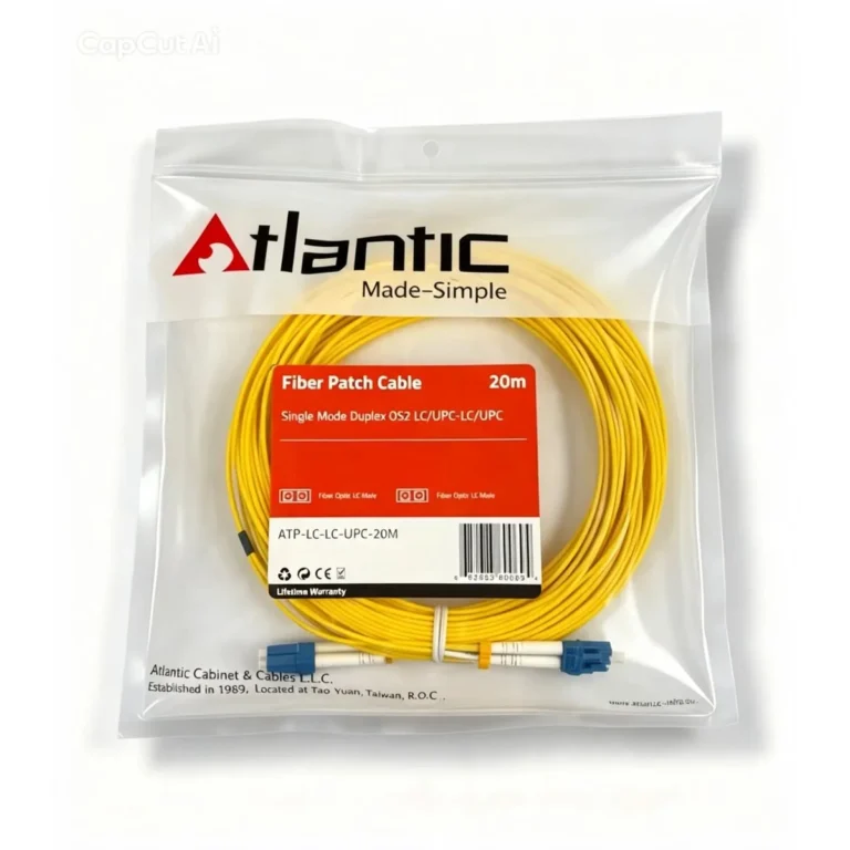 Atlantic Indoor Fiber Optic Patch Cord 20M, Single Mode OS2 Duplex, LC/LC SC/SC SC/LC UPC