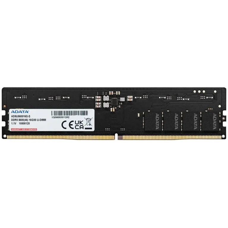 ADATA DDR5-5600 U-DIMM Memory Module - 16GB (1x 16GB) – 5600 MT/s, 1.1 V, On-Die ECC, 288-Pin Unbuffered DIMM
