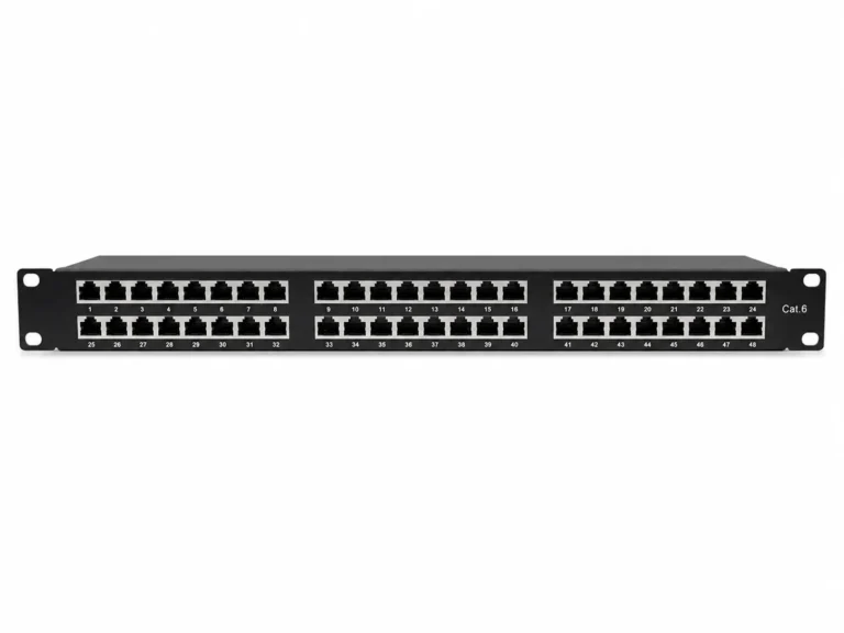 Atlantic ATPP48P-C6S 48-Port CAT6 Shielded Patch Panel – STP Rackmount Panel with LSA Terminals & Color-Coded Dual-Layer Design