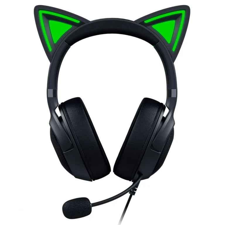 Razer Kraken Kitty V2 - Wired RGB Headset with Kitty Ears (Stream Reactive Lighting, HyperClear Cardioid Mic, Triforce 40mm Drivers, 7.1 Surround Sound) Black