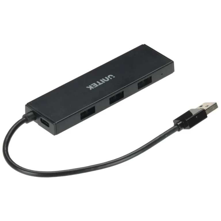 UNITEK USB 3.0 Hub – 4-Port USB-A Multi-Port Splitter with USB-C Power Input, LED Indicator, Compact Design, 5V/2A Charging Support