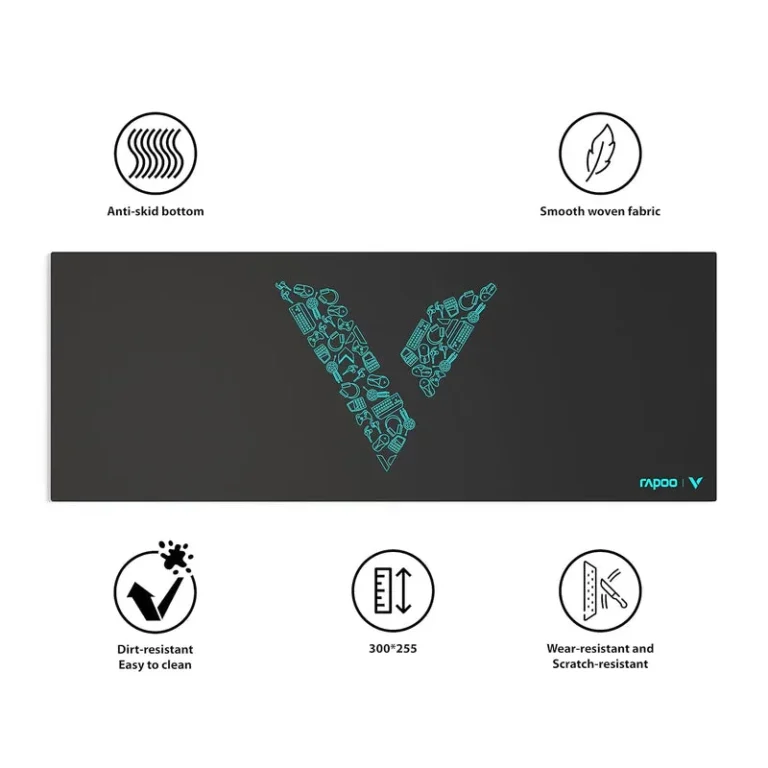Rapoo V1L 800x300mm Anti-Skid Smooth Woven Fabric Mouse Pad - Black