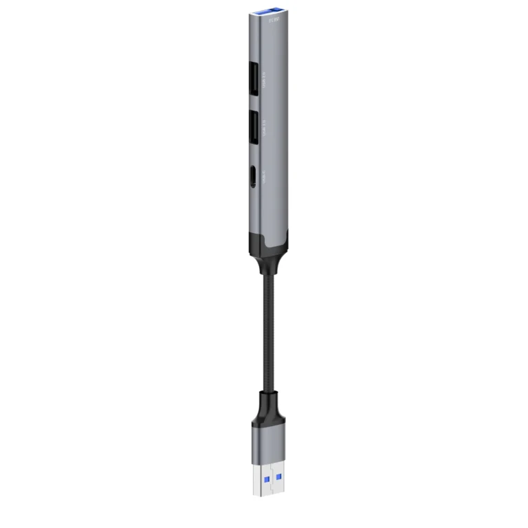 LDNIO DS‑44C 4‑in‑1 USB Hub Adapter with 1×USB 3.0 & 3×USB 2.0 Ports, 5 Gbps High‑Speed Data Transfer, Compact Multi‑Port USB Docking Station for Laptop, PC & USB Devices