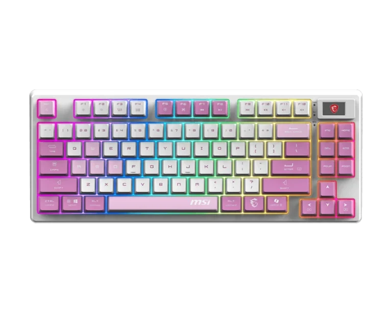 MSI FORGE GK600 TKL Wireless Violet Mechanical Gaming Keyboard — Tri-Mode (2.4 GHz / Bluetooth / USB), Hot-Swappable Linear Switches, 20-Mode RGB, PBT Keycaps, Full Anti-Ghosting, Tenkeyless Design/English