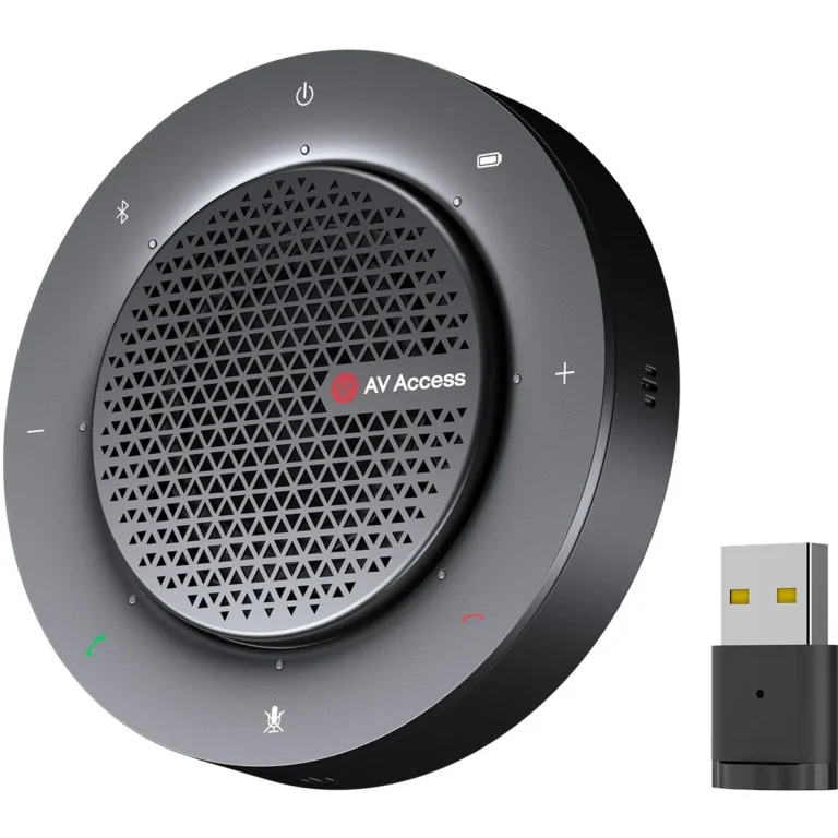AV Access AnyCo A5 USB/Bluetooth Conference Speakerphone with 4 Mics, 360° Pickup, 10-Hour Battery