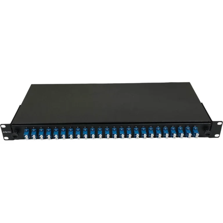 Atlantic ODF 24-Port Rack Mount Fiber Panel, LC/UPC OS2 Single-Mode, Duplex Adapters, 1U Optical Distribution Frame