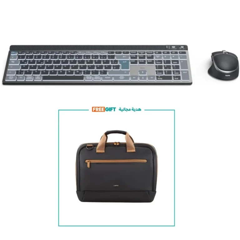 Hama WKM-750 Multi-Device Wireless Keyboard & Mouse Set Bundle – FREE Hama Ultra Lightweight Laptop Bag 13.3"–14.1"