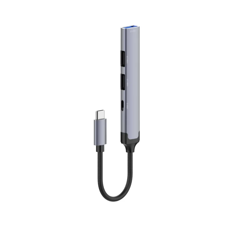 LDNIO DS-34U 4-in-1 USB-C Hub Adapter with 1×USB 3.0 & 3×USB 2.0 Ports, 5Gbps High-Speed Data Transfer, Type-C Multiport Docking Station for Laptop, MacBook, Tablet & USB-C Devices